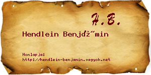Hendlein Benjámin névjegykártya